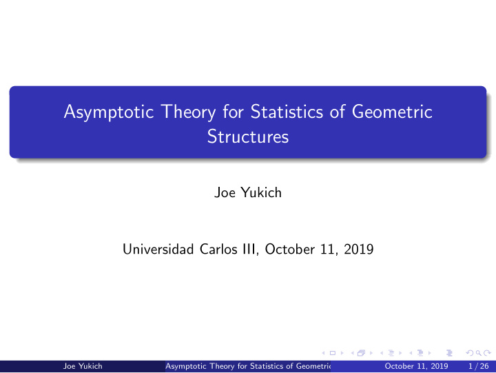 asymptotic theory for statistics of geometric structures