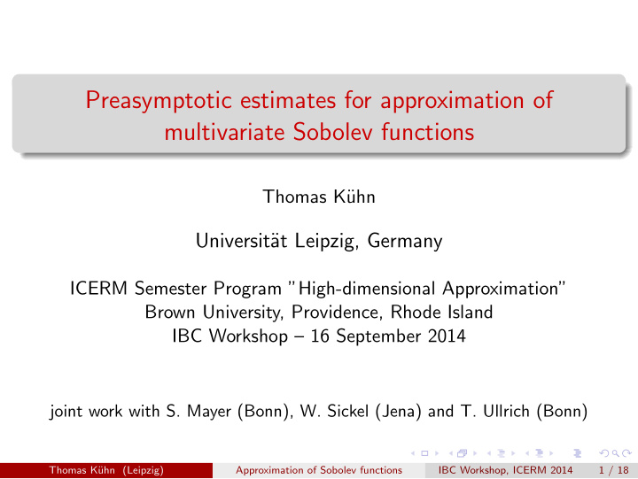 preasymptotic estimates for approximation of multivariate