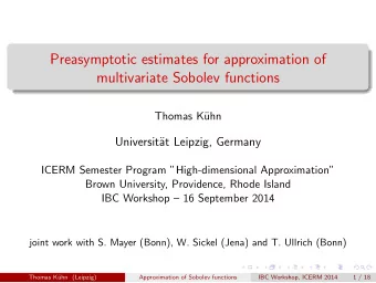 Preasymptotic estimates for approximation of  multivariate Sobolev functions  Thomas K  uhn