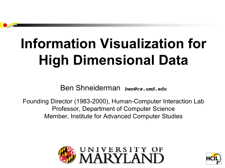 information visualization for high dimensional data