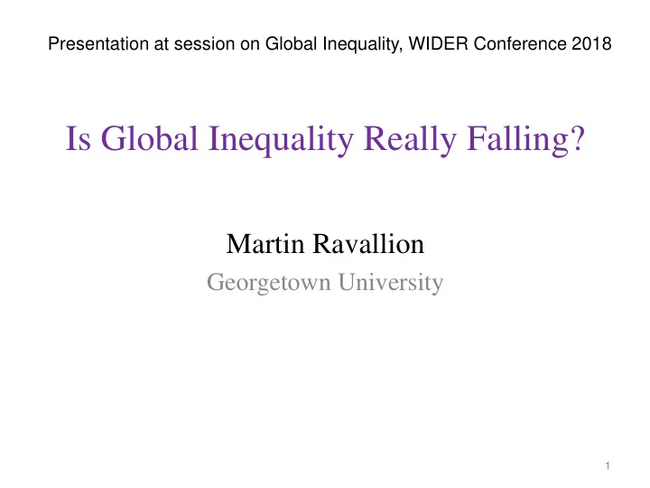 is global inequality really falling