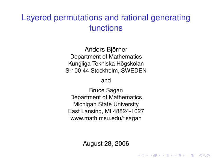 layered permutations and rational generating functions