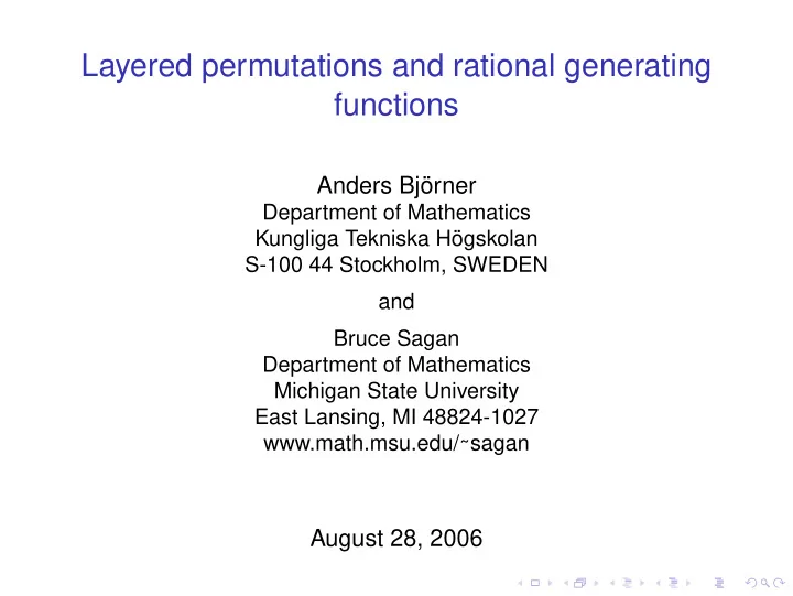 layered permutations and rational generating functions