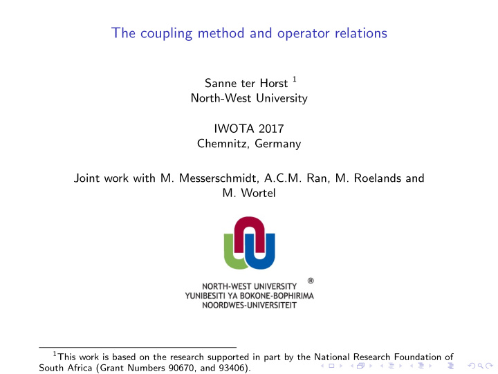 the coupling method and operator relations