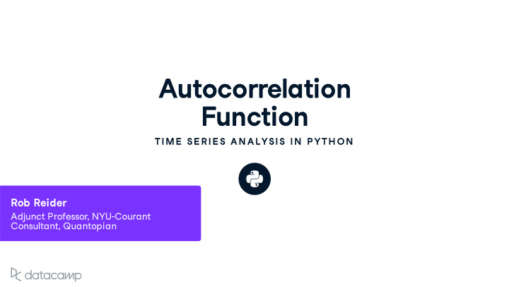 a u tocorrelation f u nction