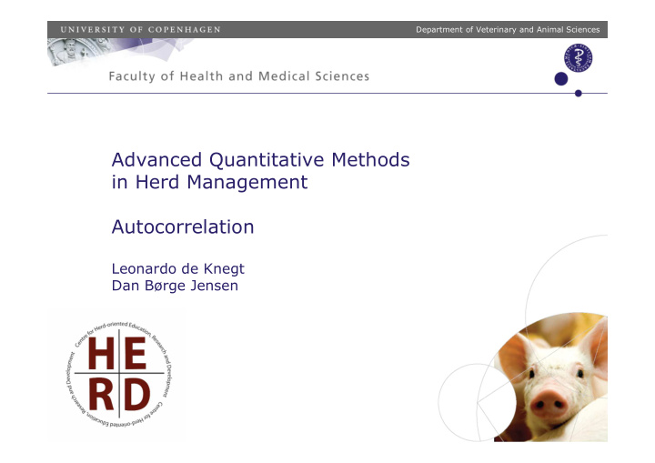 advanced quantitative methods in herd management