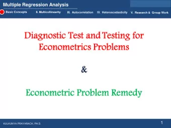 1  KULKUNYA PRAYARACH, PH.D.  Multiple Regression Analysis  I. Basic Concepts  II.