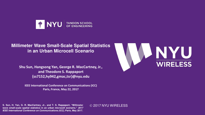 millimeter wave small scale spatial statistics in an