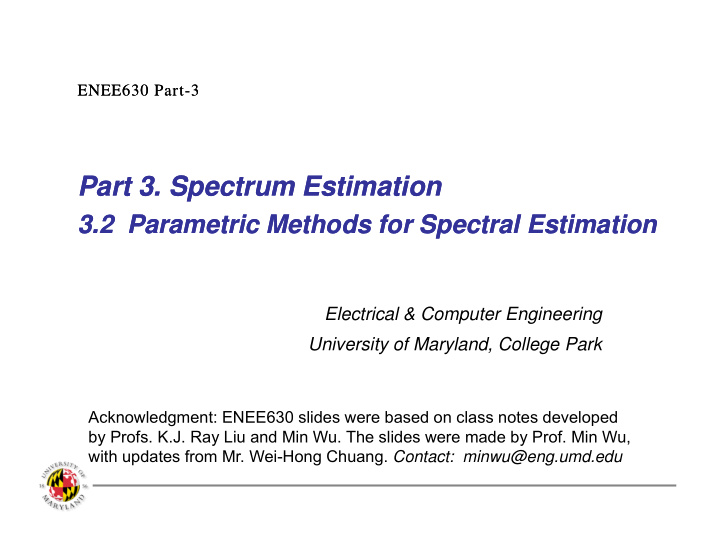 part 3 spectrum estimation part 3 spectrum estimation