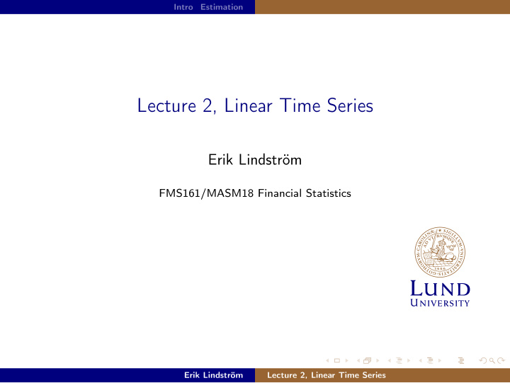 lecture 2 linear time series