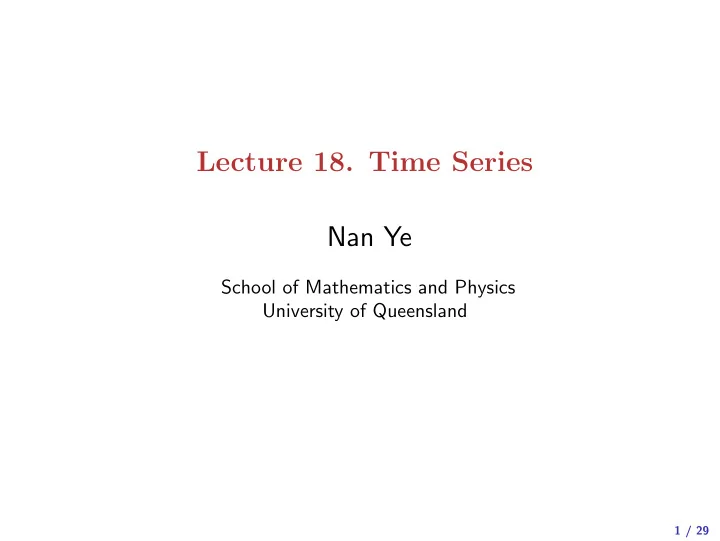 lecture 18 time series nan ye