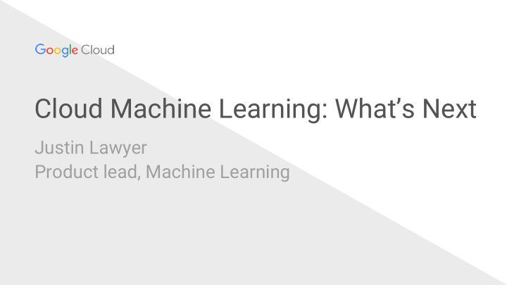 cloud machine learning what s next