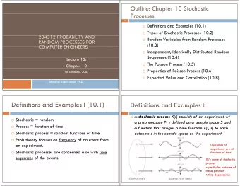 Definitions and Examples I (10.1)  Definitions and Examples I (10.1)  Definitions and Examples II
