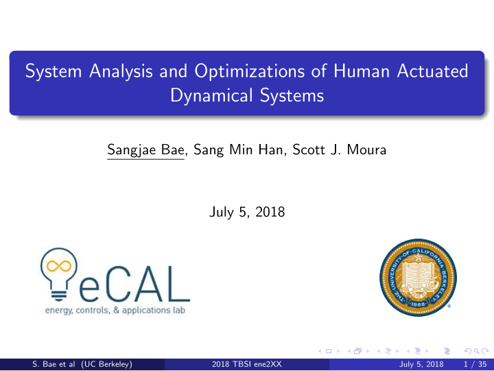 system analysis and optimizations of human actuated