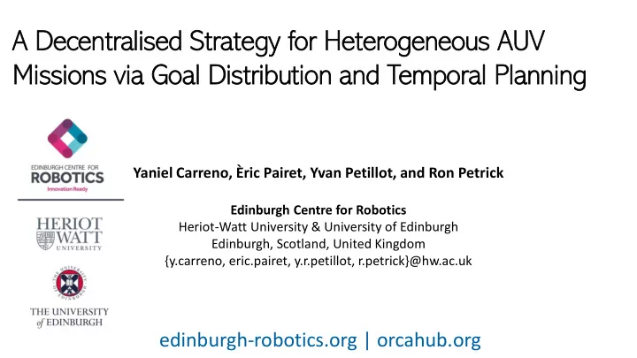 a decentralised strategy gy for r hete teroge geneous auv