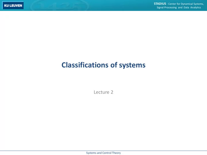 classifications of systems