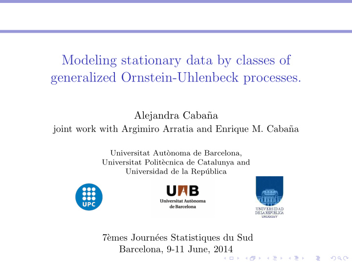 modeling stationary data by classes of generalized