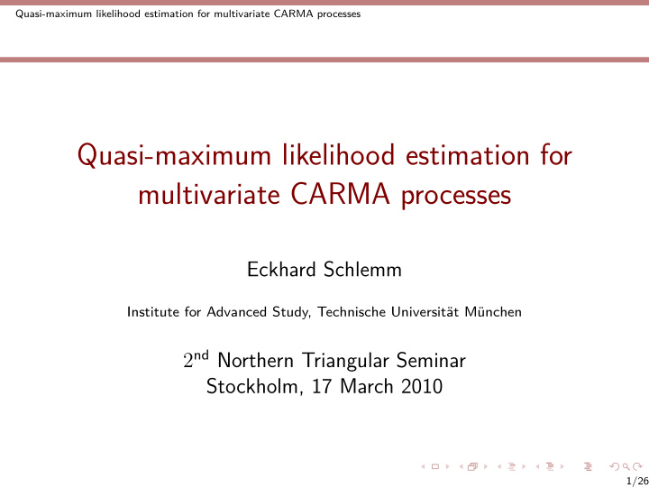 quasi maximum likelihood estimation for multivariate