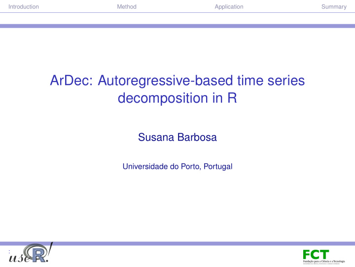 ardec autoregressive based time series decomposition in r