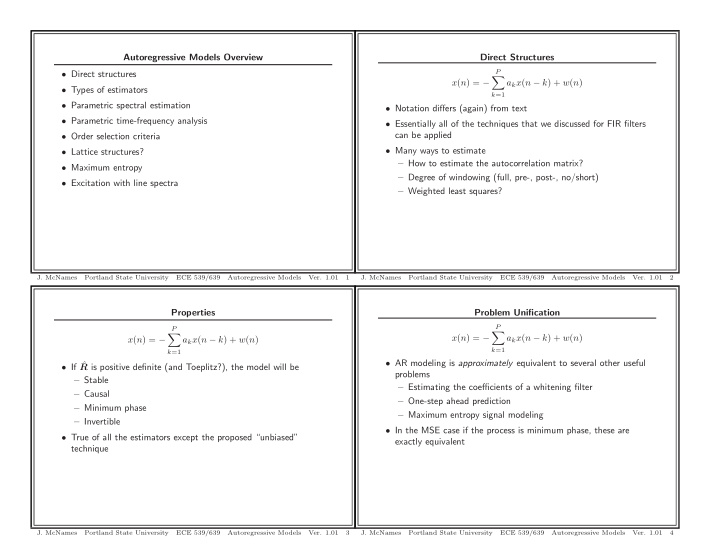 autoregressive models overview direct structures