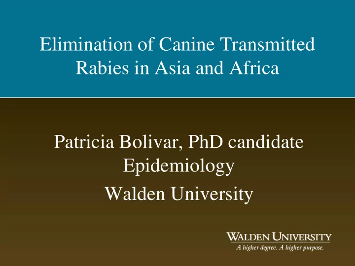 elimination of canine transmitted
