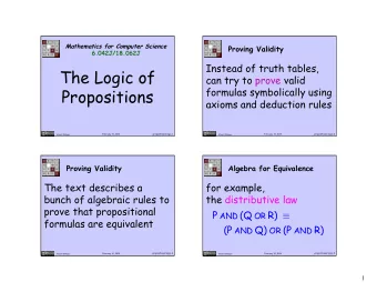 The Logic of can try to prove valid  Propositions  formulas symbolically using  axioms and