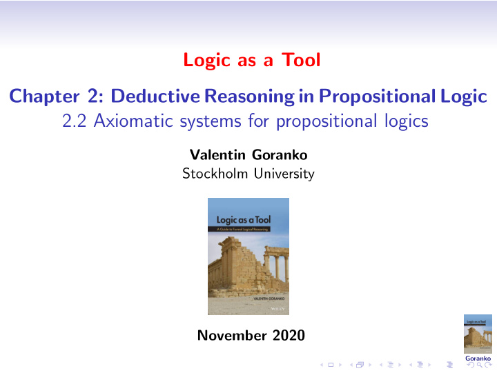 logic as a tool chapter 2 deductive reasoning in