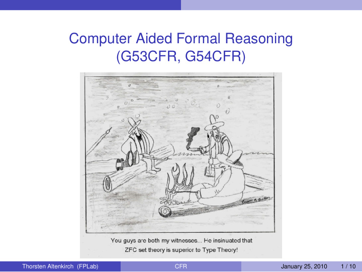 computer aided formal reasoning g53cfr g54cfr