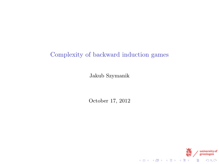 complexity of backward induction games