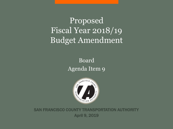 proposed fiscal year 2018 19 budget amendment