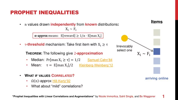 prophet inequalities