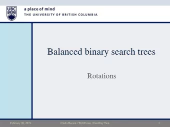 Balanced binary search trees  Rotations  February 08, 2019  Cinda Heeren / Will Evans / Geoffrey