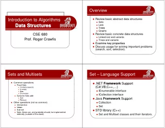 Data Structures  Data Structures  Lists  Trees  Trees  Graphs  CSE 680  Review basic
