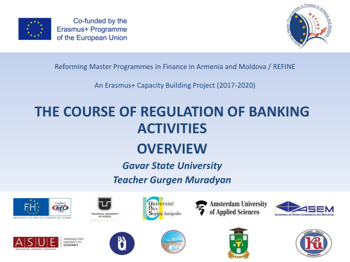 the course of regulation of banking