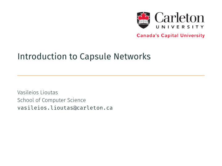 introduction to capsule networks