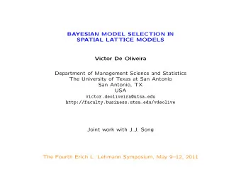 BAYESIAN MODEL SELECTION IN  SPATIAL LATTICE MODELS  Victor De Oliveira  Department of Management