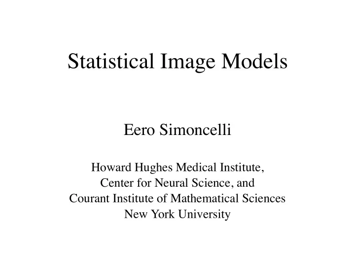 statistical image models