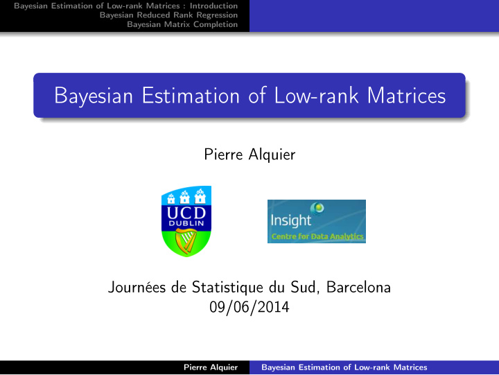 bayesian estimation of low rank matrices