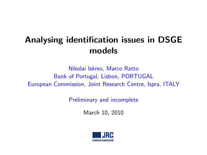 analysing identification issues in dsge models