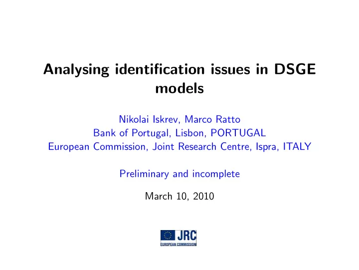 analysing identification issues in dsge models