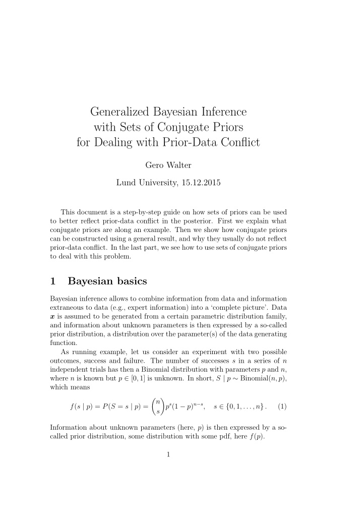 generalized bayesian inference with sets of conjugate