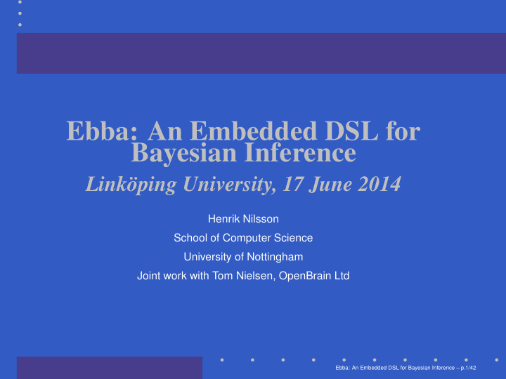 ebba an embedded dsl for bayesian inference