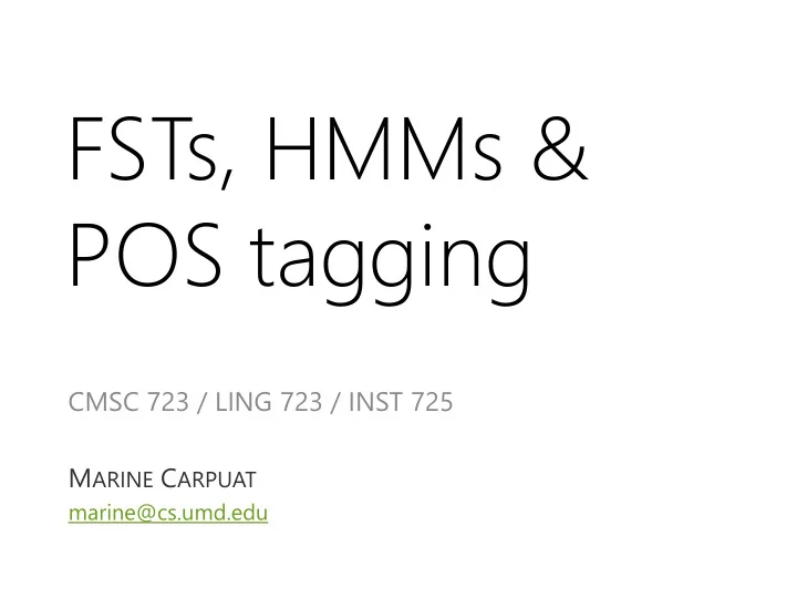 fsts hmms pos tagging