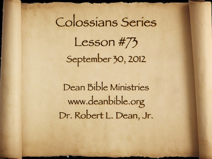 colossians series lesson 73