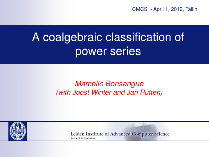 a coalgebraic classification of
