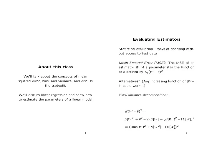 evaluating estimators