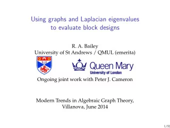 Using graphs and Laplacian eigenvalues  to evaluate block designs  R. A. Bailey  University of St