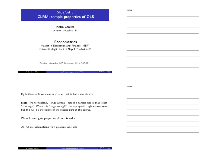 slide set 5 clrm sample properties of ols