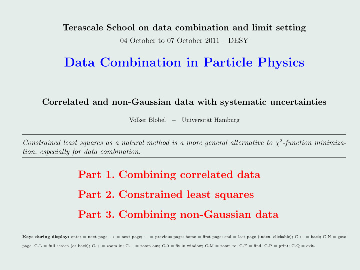 data combination in particle physics