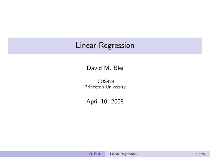 linear regression